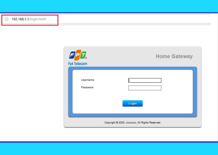 Mở trình duyệt web nhập địa chỉ 192.168.1.1