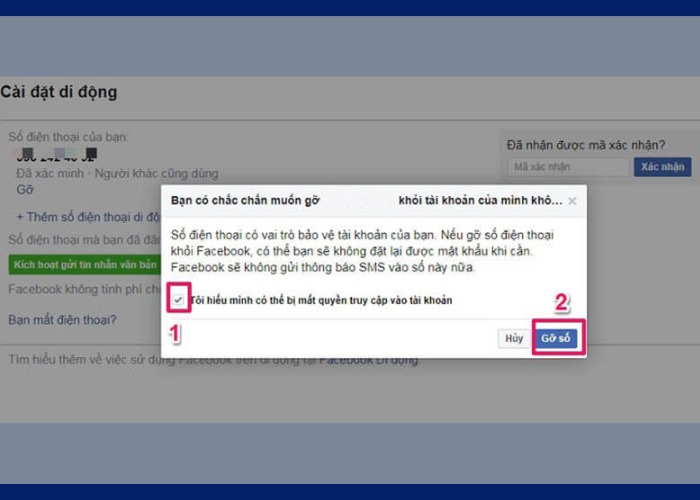 Nhấn "Gỡ số điện thoại" để hoàn tất quá trình