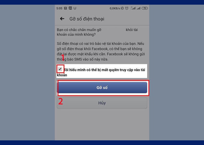 Tích vào ô "Tôi hiểu mình có thể mất quyền