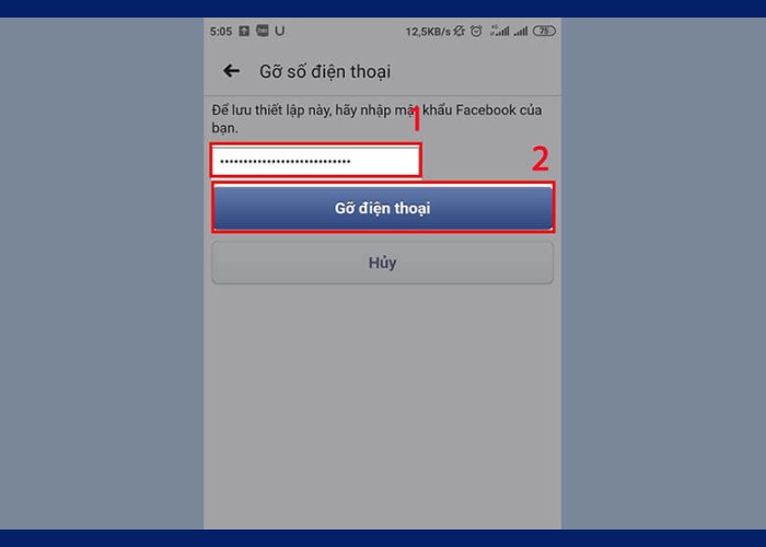 Nhập mật khẩu của bạn sau đó nhấn "Gỡ điện