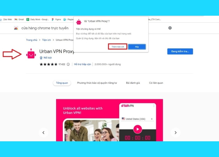 Thêm tiện ích Urban VPN Proxy từ cửa hàng Chrome