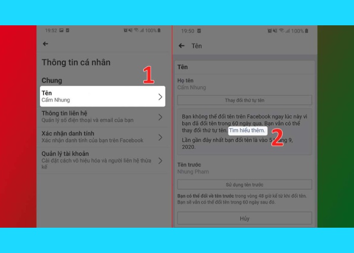 Nhấn chọn "Tìm hiểu thêm" bên dưới mục "Tên"