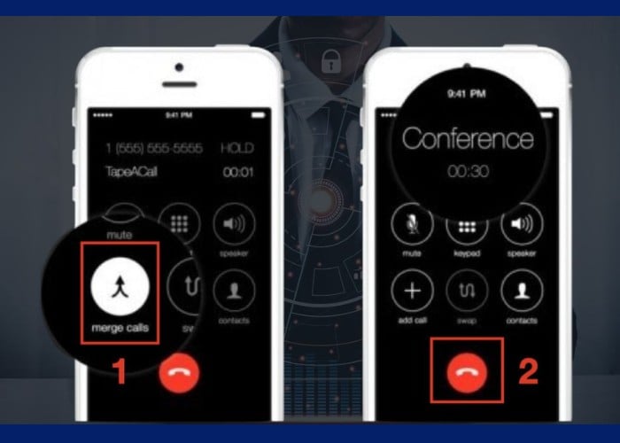 Click vào "merge calls" tiếp tục nhấn vào nút đỏ để