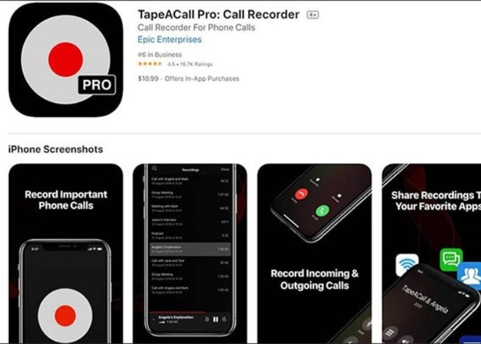 Mở ứng dụng TapeACall để ghi âm