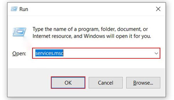 Thực hiện tìm kiếm "services.msc", tiếp theo click chuột chọn