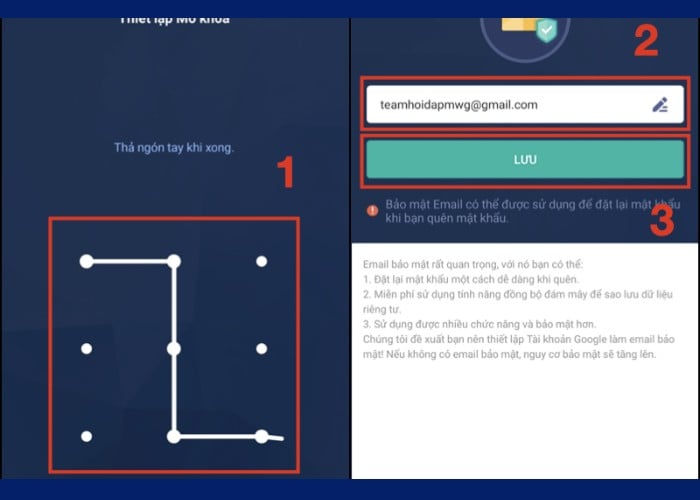 Nhập “Email cá nhân” vào phần “Bảo mật Email”