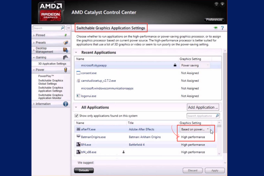 Bạn cần chọn System, Switchable Graphics và cuối cùng là High Performance