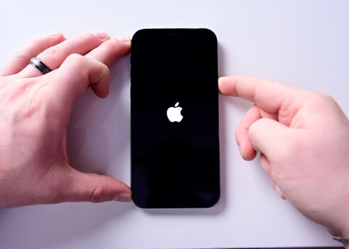 Nhấn giữ nút nguồn đến khi xuất hiện logo của Apple