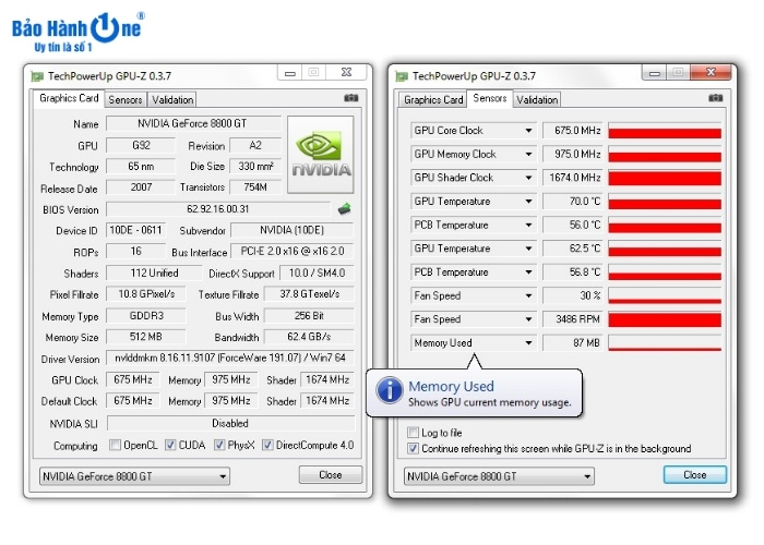 Kiểm tra thông số card màn hình tại  "Graphics Card"
