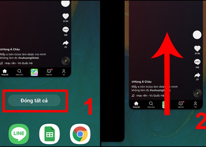 Vuốt lên để bỏ những ứng dụng không sử dụng