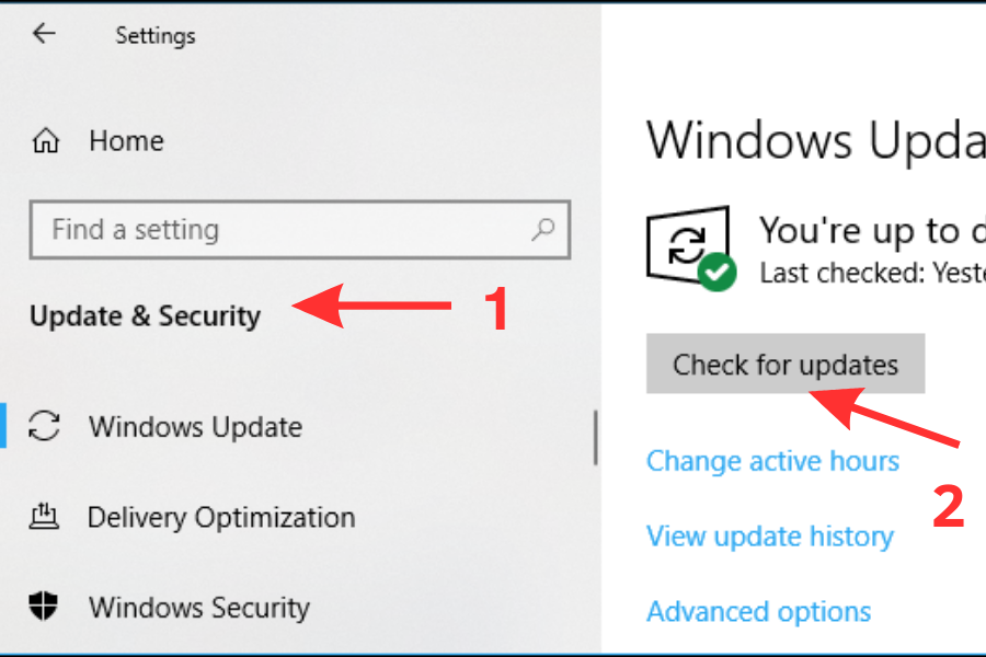 Các thao tác để cập nhật Windows mới cho laptop