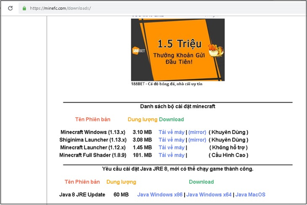 cách tải minecraft