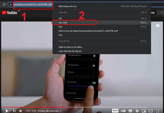 Sao chép url của bài hát