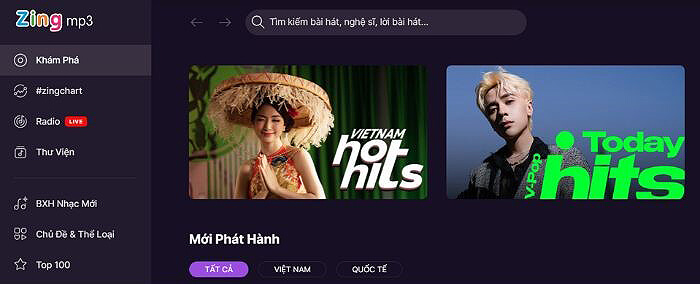 Truy cập vào website Zing MP3
