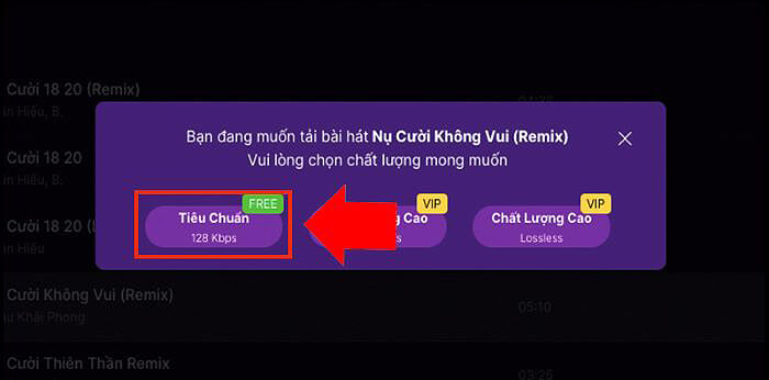 Chọn chất lượng 128 Kbps