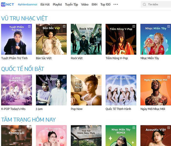 Truy cập vào website NhacCuaTui