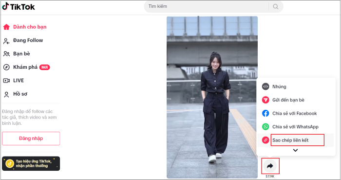 Chọn “Sao chép liên kết”