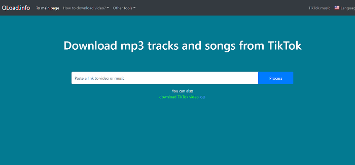 Dán link video Tiktok vào khung trống > chọn “Process”