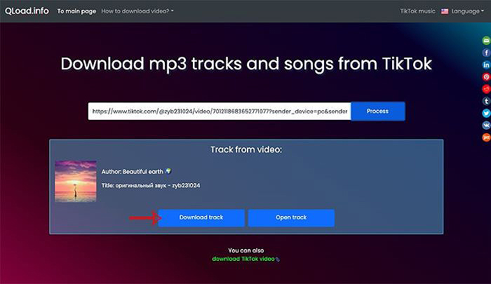 Chọn “Download Track” để tải xuống