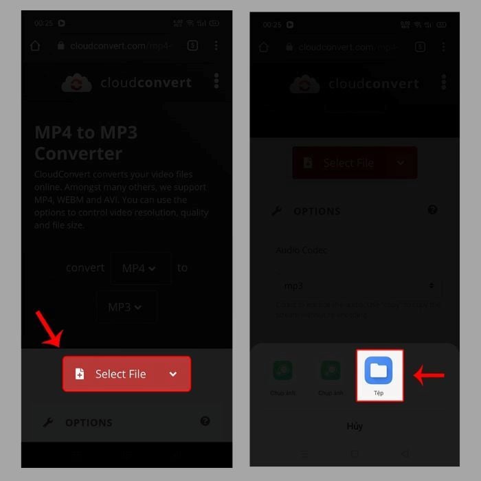 Chọn “Select file” > chọn “Tệp”