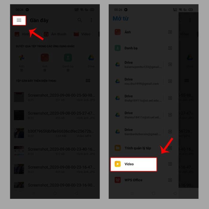 Chọn biểu tượng ba dấu gạch ngang > chọn “Video”