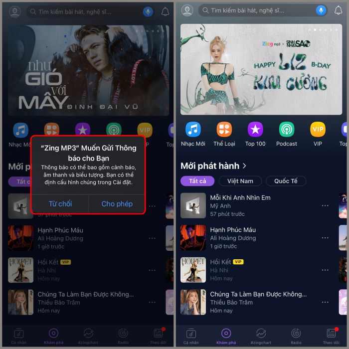 Chọn “Cho phép” hoặc “Từ chối”