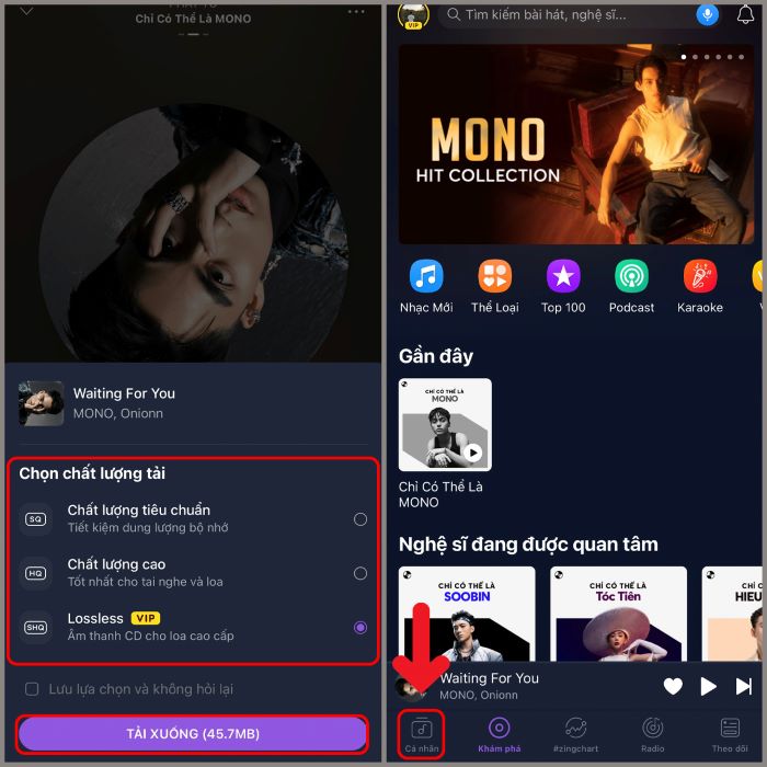 Chọn chất lượng tải