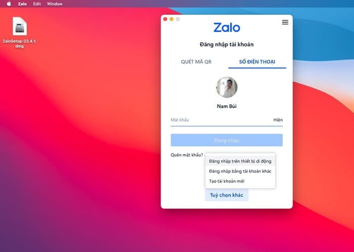 Nhấn tải Zalo trên Macbook