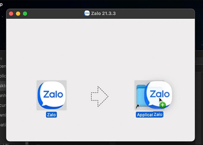Kéo thả ứng dụng Zalo