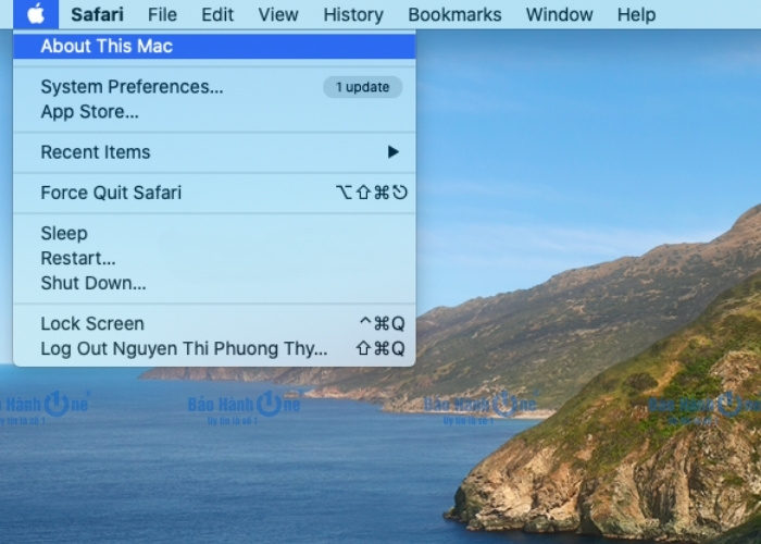Vào "About This Mac"