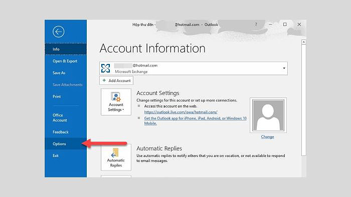 Chọn “Options”