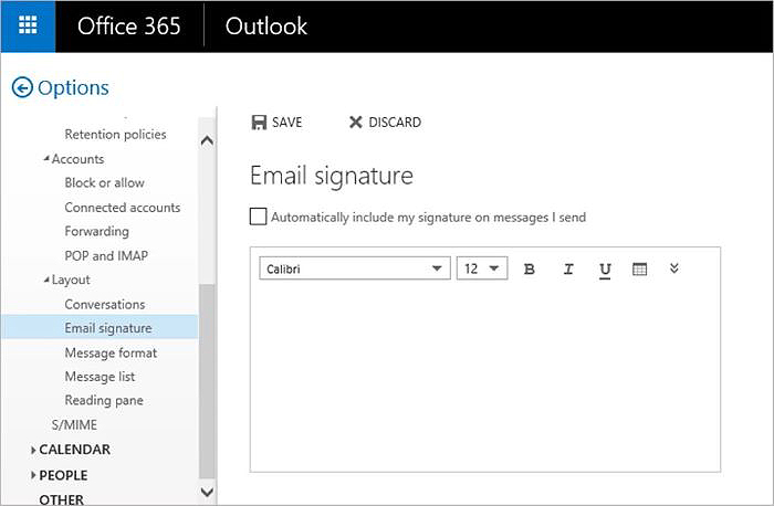 Cách tạo chữ ký Outlook trên website