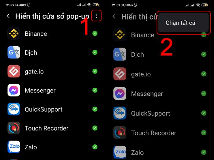 Chọn dấu ba chấm > “Chặn tất cả”