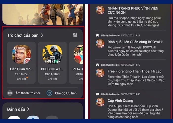 Trang thứ nhất tổng hợp hiển thị danh sách game