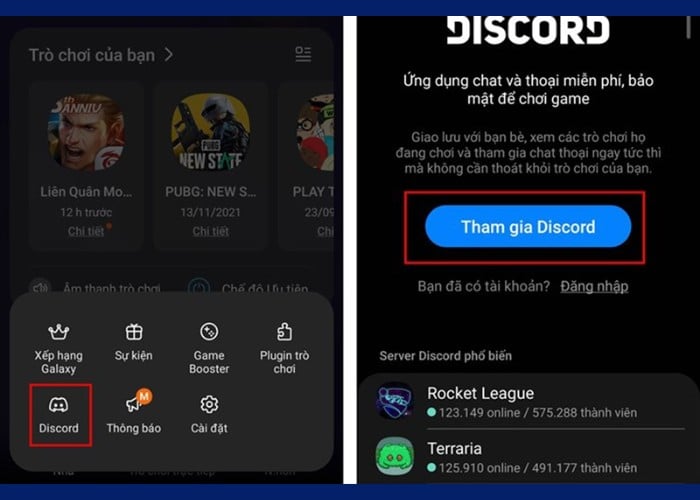 Đăng nhập tài khoản Discord để chơi game