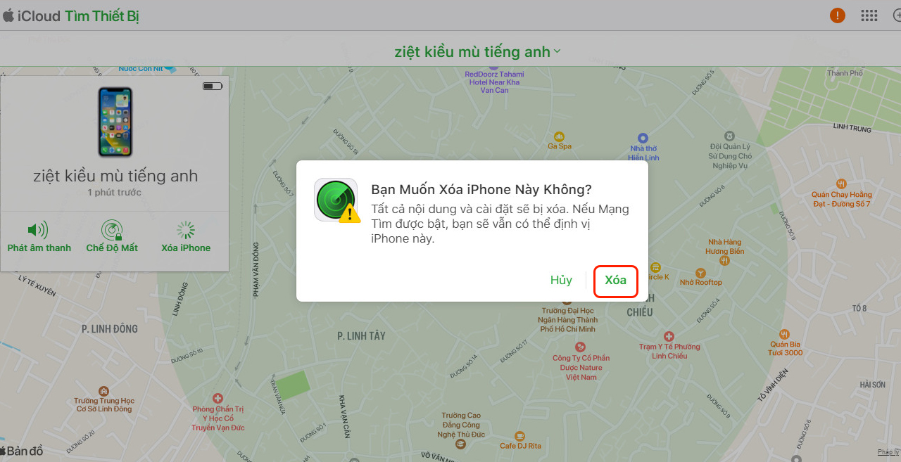 Xóa iCloud trên máy tính