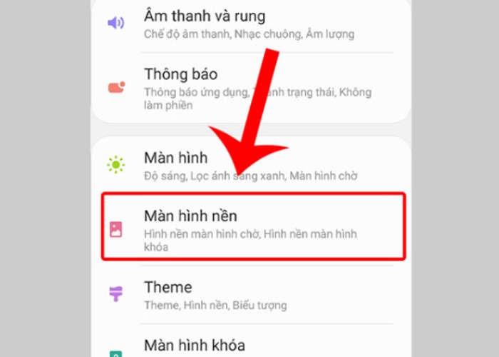 Chọn vào "Màn hình nền" để tiếp tục xóa màn