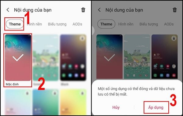 cách xóa theme trên samsung