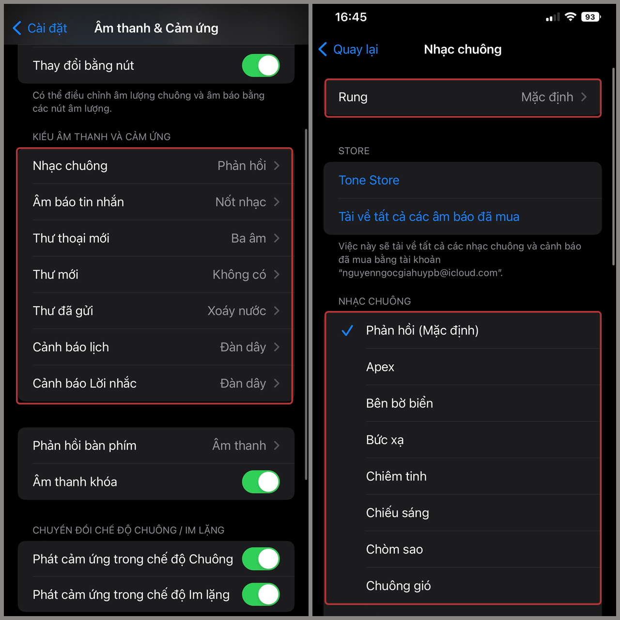 Cài chế độ rung cho từng ứng dụng