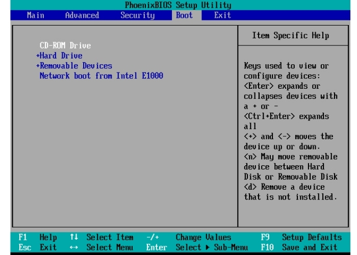 Tìm và chọn USB hoặc DVD trong BIOS