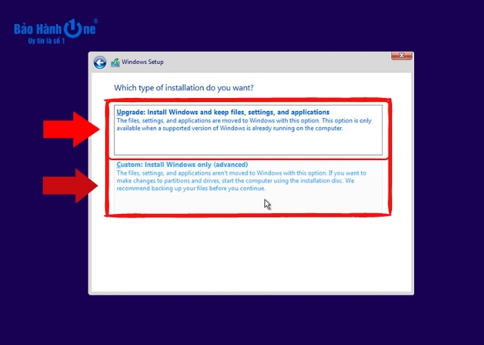 Nhấn chọn "Custom"