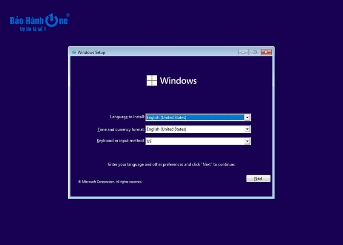 Chọn ngôn ngữ cho Windows