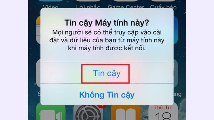 Chọn “Tin cậy” để cấp quyền truy cập