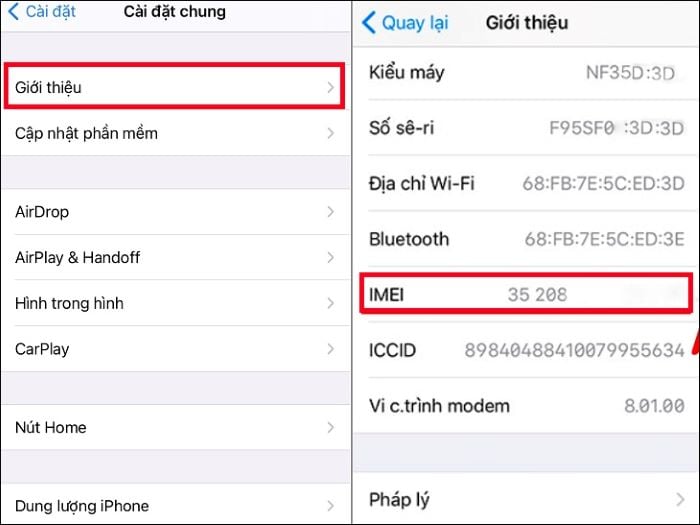 Cách xem mã IMEI của iPhone