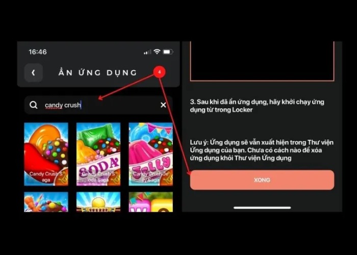 Chọn ứng dụng hoặc tệp tin muốn ẩn