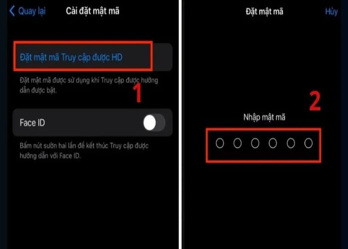 Chọn "Cài đặt mật mã" nhấn "Đặt mật mã Truy cập