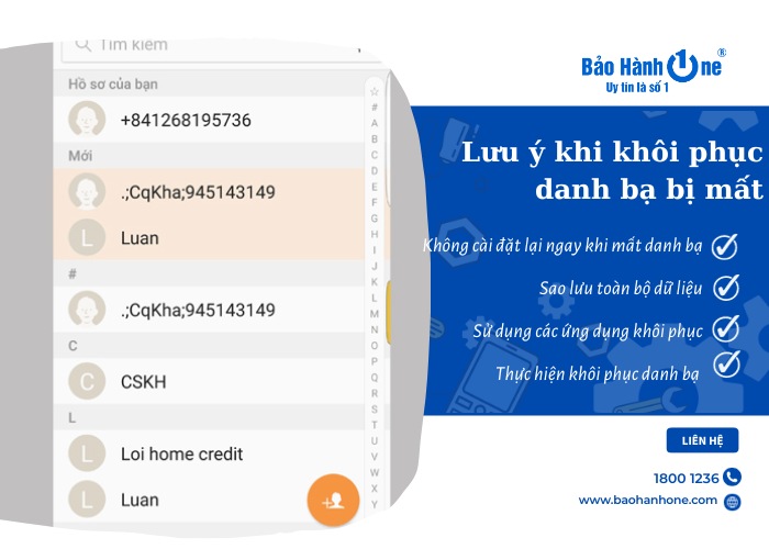 Những lưu ý quan trọng sau khi mất danh bạ