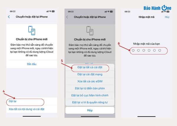 Các bước thực hiện khôi phục cài đặt gốc đối với điện thoại iPhone