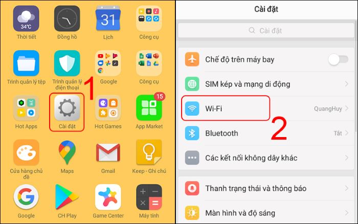 Vào “Cài đặt” > chọn “Wi-Fi”