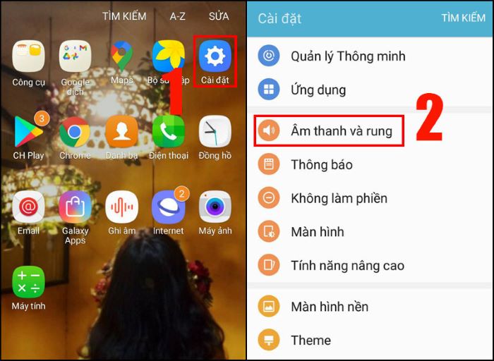 Vào Cài đặt > chọn Âm thanh và rung